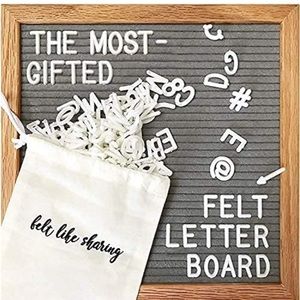 NEW Felt Like Sharing grey and oak letter board with white letters